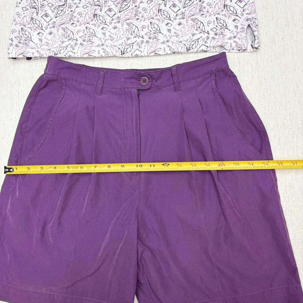 Fairway Outfitters Purple Leaf Print Polo Shirt and Pleated Shorts Golf Set 6 M